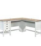 Sauder - Cottage Road L with Oak Finish Top Desk - Soft White