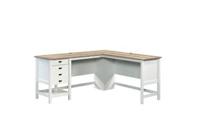 Sauder - Cottage Road L with Oak Finish Top Desk - Soft White