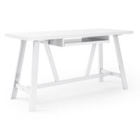 Simpli Home - Dylan solid wood Industrial 60 inch Wide Writing Office Desk - White