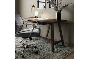 Simpli Home - Dylan solid wood Industrial 60 inch Wide Writing Office Desk - Dark Tobacco Brown
