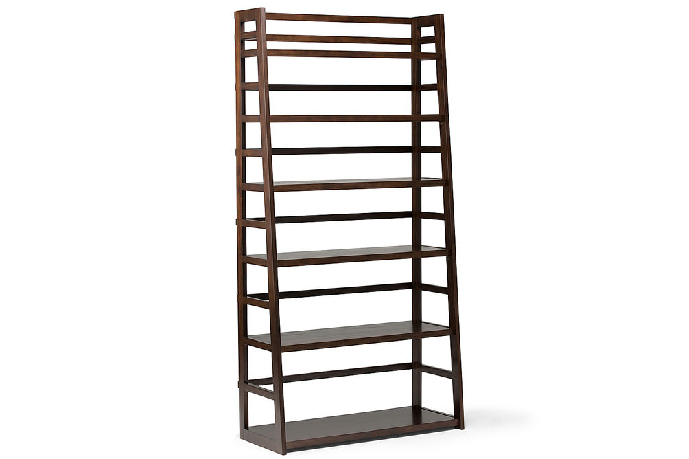 Simpli Home - Acadian Wide Ladder Shelf Bookcase - Brunette Brown