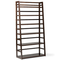 Simpli Home - Acadian Wide Ladder Shelf Bookcase - Brunette Brown