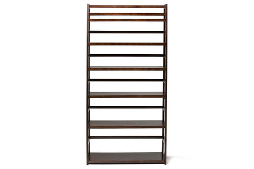 Simpli Home - Acadian Wide Ladder Shelf Bookcase - Brunette Brown