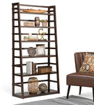 Simpli Home - Acadian Wide Ladder Shelf Bookcase - Brunette Brown