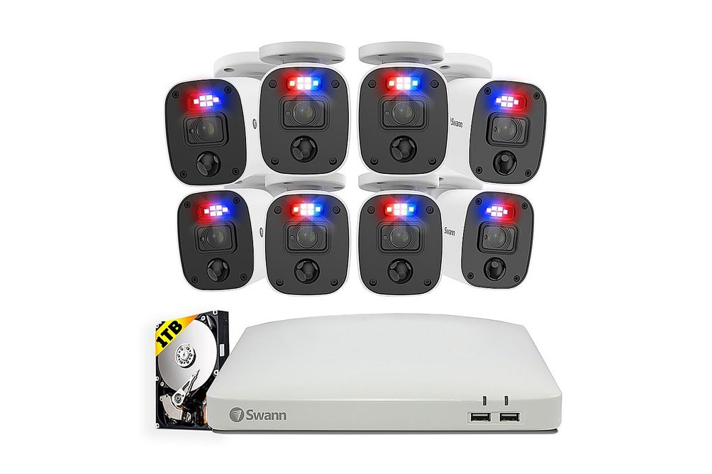 Swann - Enforcer 1080p, 8-Channel, 8-Camera, Indoor/Outdoor Wired 1080p 1TB DVR Home Security Camer