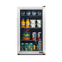 NewAir - 100-Can Beverage Cooler with Reversible Glass Door, Removable Wire Shelves, Double Pane Gl