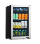 NewAir - 100-Can Beverage Cooler with Reversible Glass Door, Removable Wire Shelves, Double Pane Gl