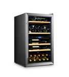 Hamilton Beach - 43-Bottle Dual Zone Wine Fridge, Wooden Shelves - Stainless Steel