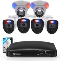 Swann - Enforcer 8-Channel, 6-Camera Indoor/Outdoor Wired 4K 2TB DVR Video Surveillance System - Wh