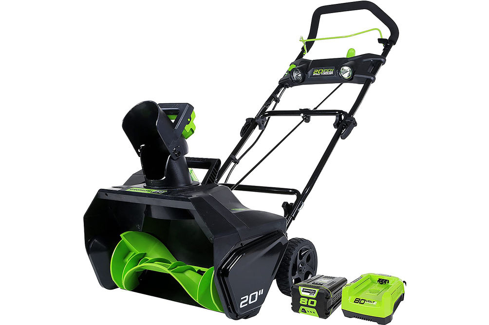 Greenworks - 80 Volt 20-Inch Single Stage Cordless Brushless Snow Blower (1 x 2Ah Battery 1 x Charg