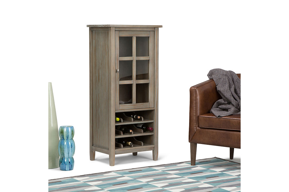 Simpli Home - Warm Shaker High Storage Wine Rack - Distressed Grey