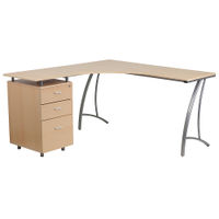 Flash Furniture - L Contemporary Laminate Home Office Desk - Beech
