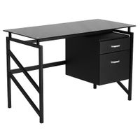 Alamont Home - Singleton Rectangle Contemporary Glass Home Office Desk - Black