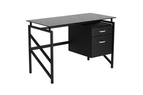 Flash Furniture - Singleton Rectangle Contemporary Glass Home Office Desk - Black