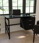 Flash Furniture - Singleton Rectangle Contemporary Glass Home Office Desk - Black