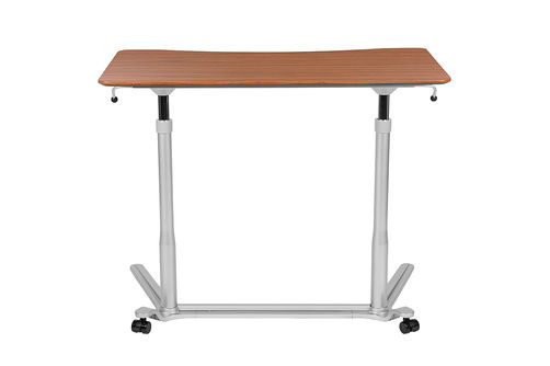 Flash Furniture - Merritt Rectangle Contemporary Laminate Sit and Stand Desk - Cherry