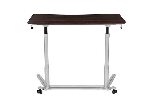 Flash Furniture - Merritt Rectangle Contemporary Laminate Sit and Stand Desk - Dark Wood Grain