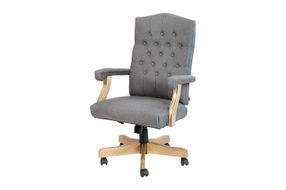 Flash Furniture - Derrick Traditional Fabric Swivel Office Chair - Gray Fabric/Driftwood