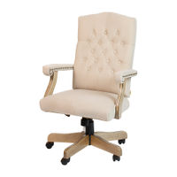 Flash Furniture - Derrick Traditional Fabric Swivel Office Chair - Ivory Microfiber/Driftwood