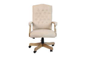 Flash Furniture - Derrick Traditional Fabric Swivel Office Chair - Ivory Microfiber/Driftwood