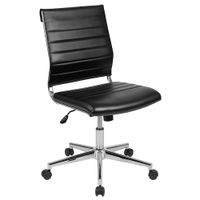 Flash Furniture - Hansel Contemporary Leather/Faux Leather Ribbed Executive Swivel Mid-Back Office