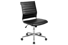 Flash Furniture - Hansel Contemporary Leather/Faux Leather Ribbed Executive Swivel Mid-Back Office