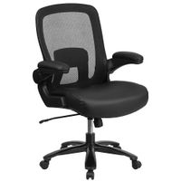 Alamont Home - Hercules Big & Tall 500 lb. Rated Black Mesh/LeatherSoft Ergonomic Chair - Black Lea