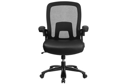 Flash Furniture - Hercules Big & Tall 500 lb. Rated Black Mesh/LeatherSoft Ergonomic Chair - Black