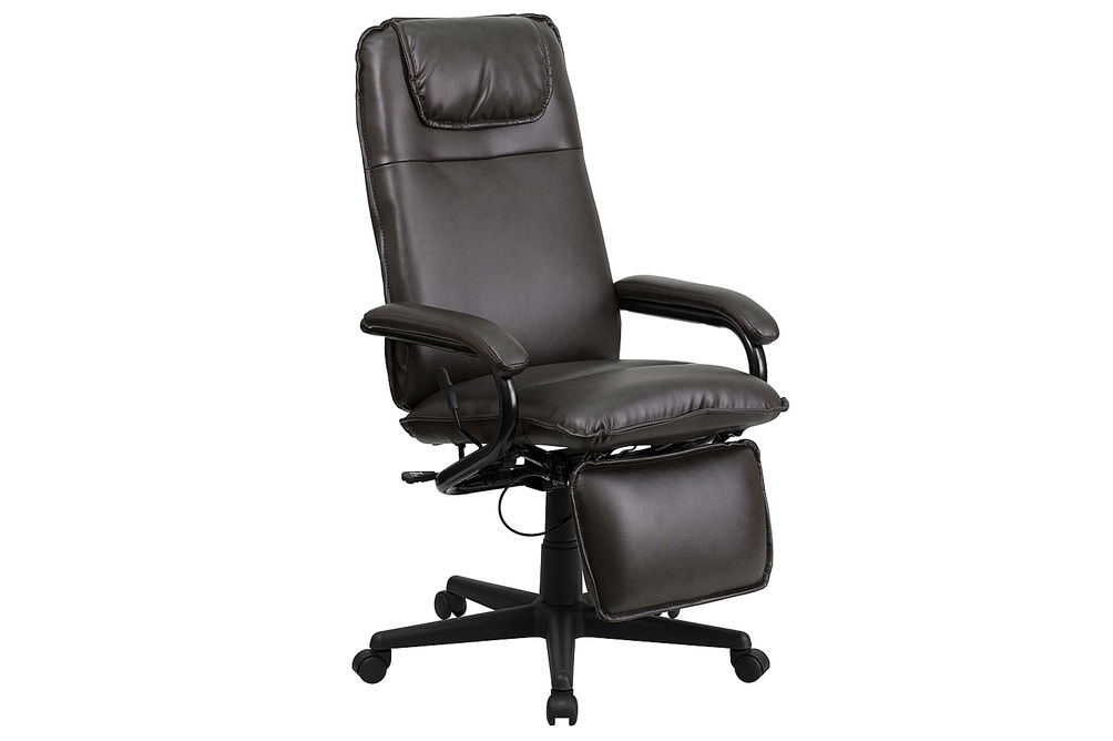 Flash Furniture - Robert Contemporary Leather/Faux Leather Swivel Office Chair - Brown