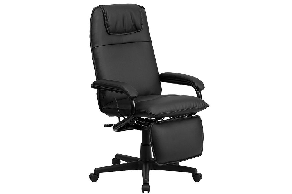 Flash Furniture - Robert Contemporary Leather/Faux Leather Swivel Office Chair - Black