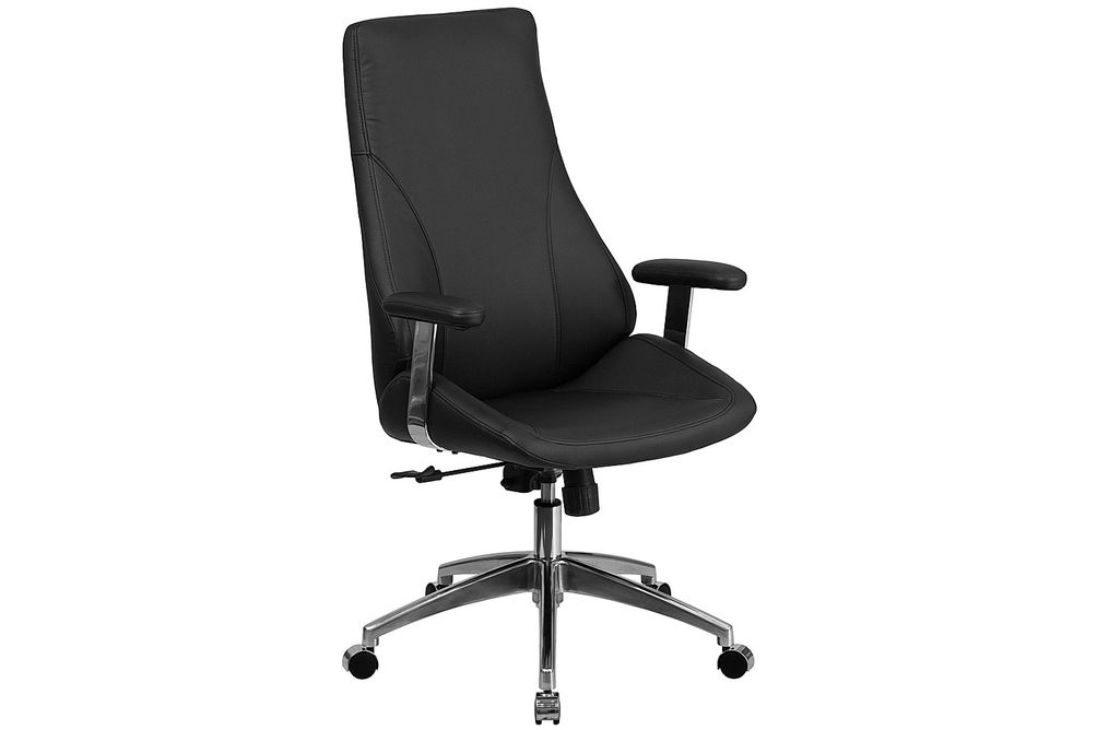 Flash Furniture - Hansel Contemporary Leather/Faux Leather Executive Swivel Office Chair - Black