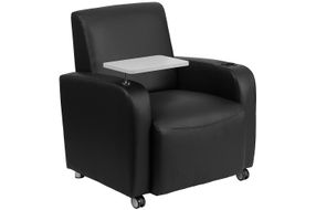 Flash Furniture - George Rectangle Contemporary Leather/Faux Leather Tablet Arm Chair with Wheels -