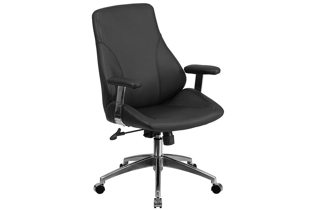 Flash Furniture - Hansel Contemporary Leather Executive Swivel Mid-Back Office Chair - Black