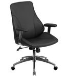 Flash Furniture - Hansel Contemporary Leather Executive Swivel Mid-Back Office Chair - Black