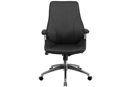 Flash Furniture - Hansel Contemporary Leather Executive Swivel Mid-Back Office Chair - Black