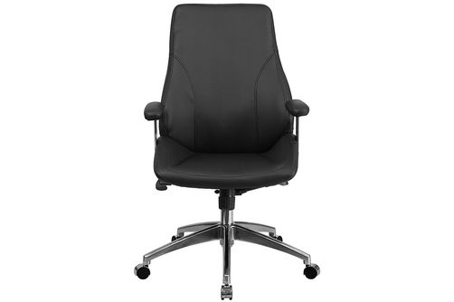 Flash Furniture - Hansel Contemporary Leather Executive Swivel Mid-Back Office Chair - Black