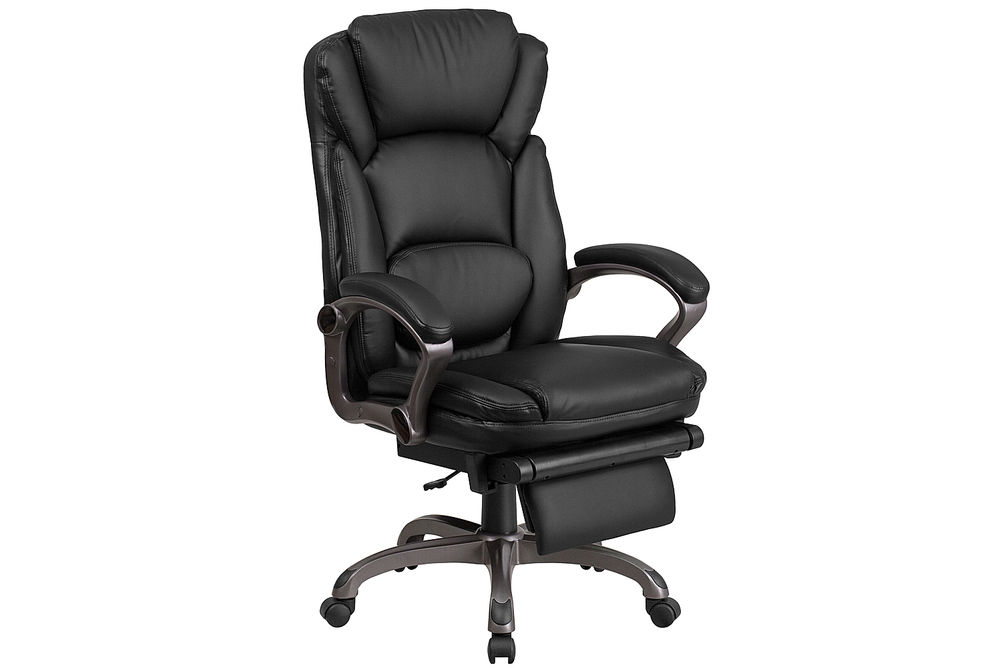 Flash Furniture - Martin Contemporary Leather/Faux Leather Swivel Office Chair - Black