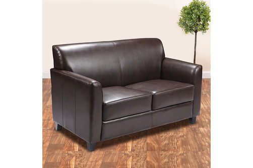 Flash Furniture - HERCULES Diplomat Contemporary 2-Seat Leather/Faux Leather Loveseat - Brown