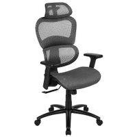 Flash Furniture - Ergonomic Mesh Office Chair-Synchro-Tilt, Headrest, Adjustable Pivot Arms - Gray
