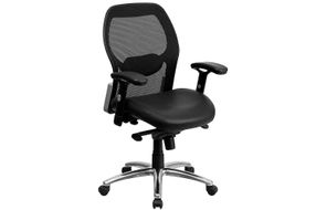 Flash Furniture - Albert Contemporary Leather/Faux Leather Executive Swivel Office Chair - Black Le