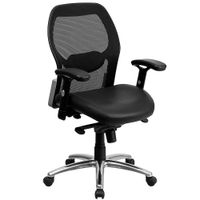 Flash Furniture - Albert Contemporary Leather/Faux Leather Executive Swivel Office Chair - Black Le