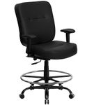 Flash Furniture - Hercules Contemporary Leather/Faux Leather Drafting Stool - Black LeatherSoft