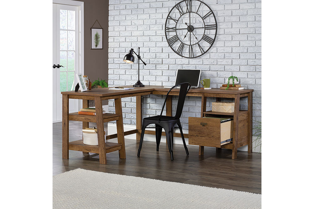 Sauder - Trestle L-Desk - Vintage Oak