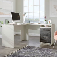 Sauder - Vista Key L-Desk Pearl Wh/Misted Elm - Pearl Oak
