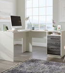 Sauder - Vista Key L-Desk Pearl Wh/Misted Elm - Pearl Oak