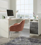 Sauder - Vista Key L-Desk Pearl Wh/Misted Elm - Pearl Oak