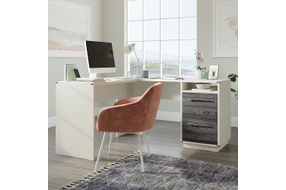 Sauder - Vista Key L-Desk Pearl Wh/Misted Elm - Pearl Oak