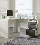 Sauder - Vista Key L-Desk Pearl Wh/Misted Elm - Pearl Oak