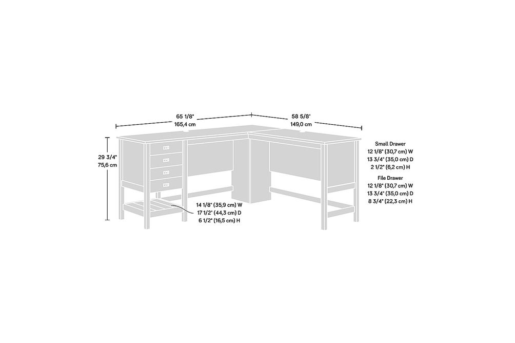 Sauder - Cottage Road L Desk - Raven Oak