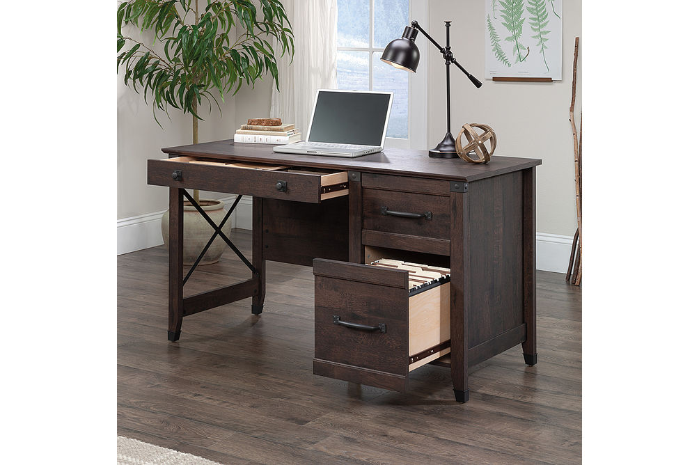 Sauder - Carson Forge Desk w/ Drawers - Coffee Oak